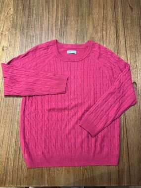 croft & barrow Pink Cable-Knit Crewneck Sweater